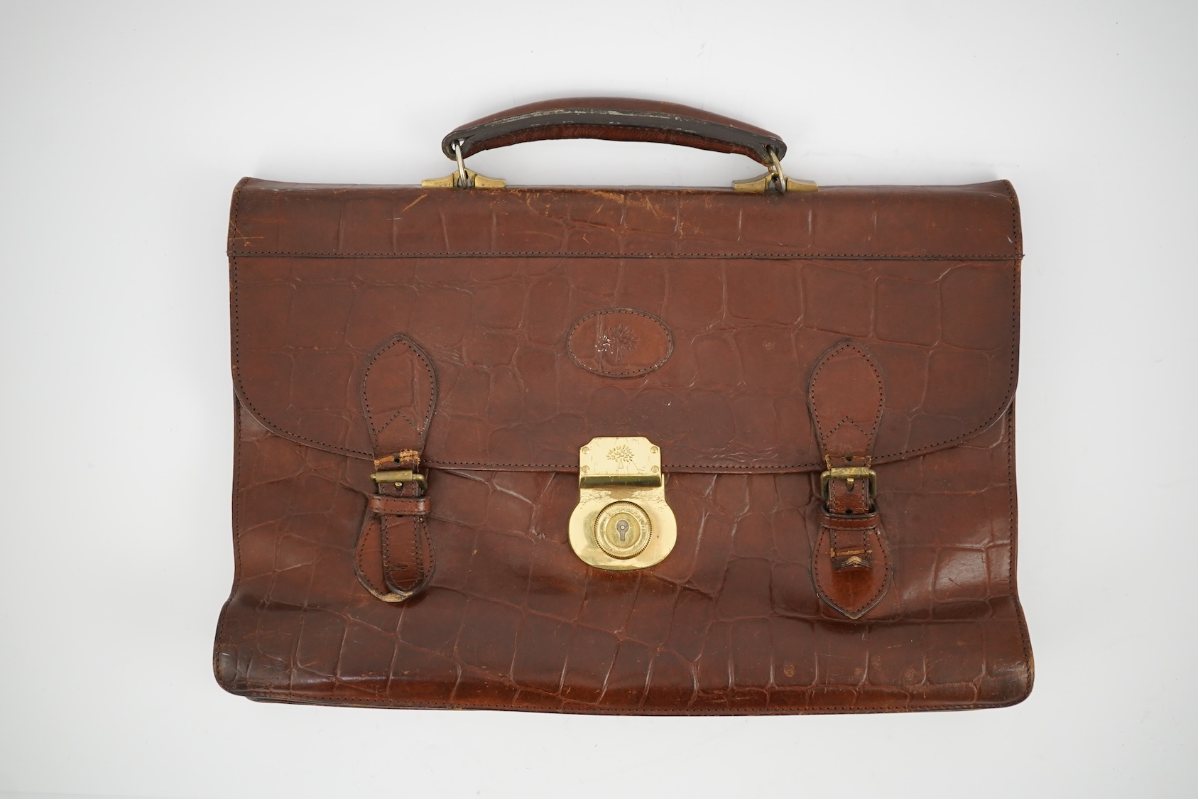 A vintage Mulberry 'faux' crocodile briefcase